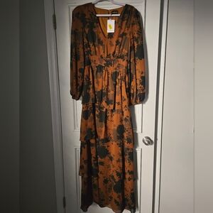 SUGARLIPS Elegant Floral Long  Sleeve tiered Maxi Dress